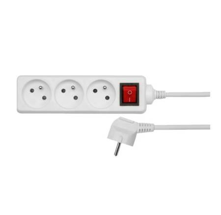 AWTOOLS PRZEDŁUŻACZ DOMOWY BIAŁY 3 GNIAZDA 3,0m Z UZIEMIENIEM, WYŁĄCZNIK