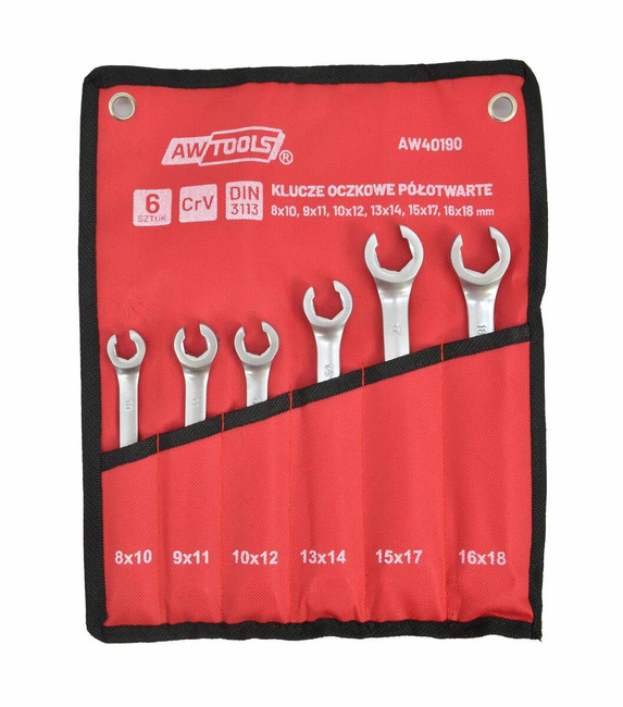 AWTOOLS ZESTAW KLUCZY PŁASKICH PÓŁOTWARTYCH KPL.6szt.