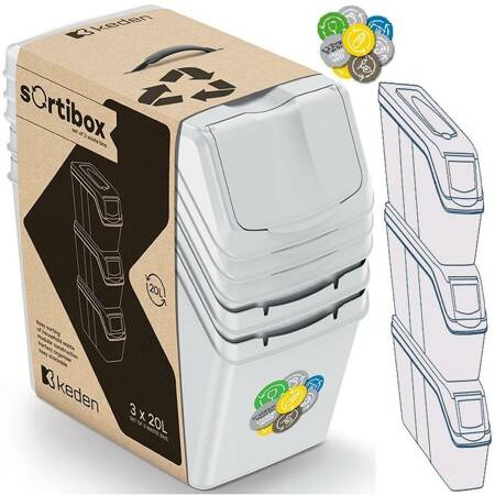 KEDEN KOSZ NA ŚMIECI SORTIBOX - POPIELATY