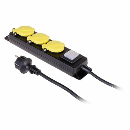 AWTOOLS PRZEDŁUŻACZ WARSZTATOWY CZARNY 3 GNIAZDA 3,0m Z UZIEMIENIEM, WYŁĄCZNIK  IP44 3x1,5mm
