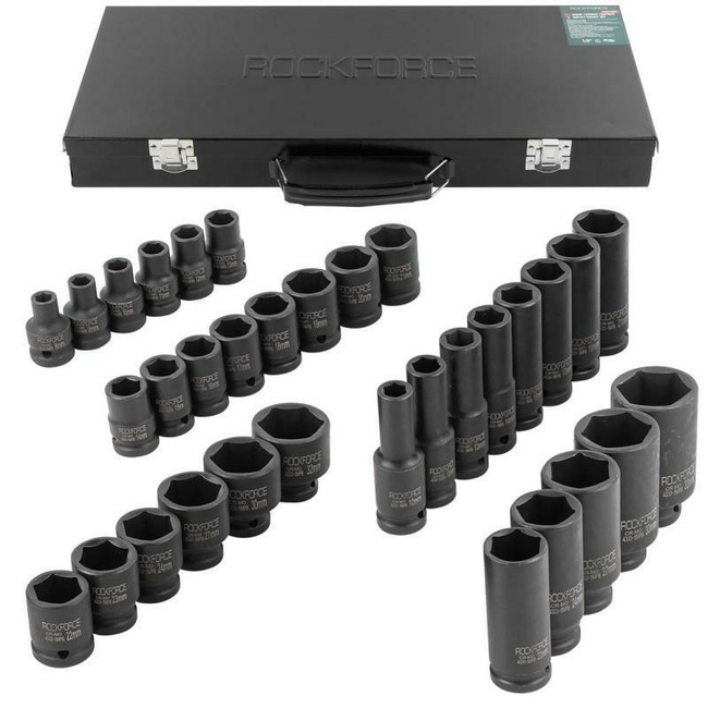 ROCKFORCE NASADKI UDAROWE kpl. 33el.1/2"  6-KĄT. 8-32mm
