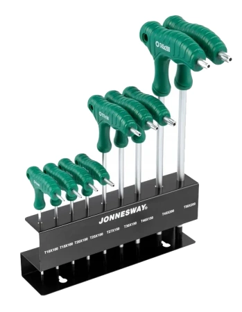 Komplet kluczy kątowych torx z otworem i z uchwytem Jonnesway H10MT09S