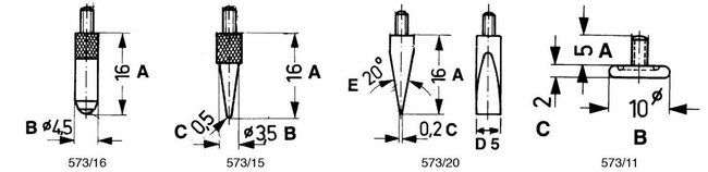 Końcówka pomiarowa do czujników zegarowych Limit 16x0,2x5 mm 53181202