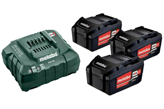 METABO.ZESTAW AKUMULATORÓW 3x4.0Ah +ŁADOWARKA ASC 55