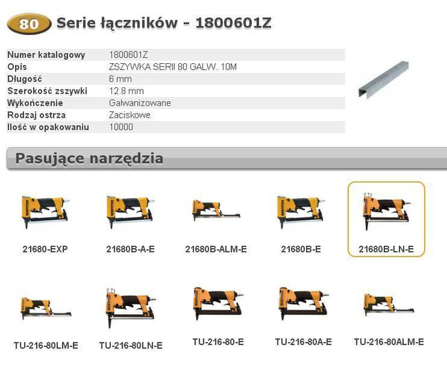 BOSTITCH ZSZYWKI 80  6mm 10 000 szt.