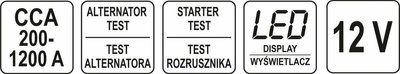 YATO TESTER AKUMULATORÓW ELEKTRONICZNY