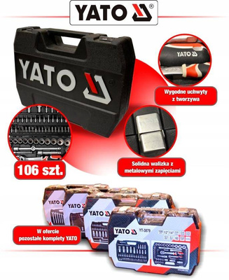 YATO ZESTAW KLUCZY  108el 1/2" / 1/4"