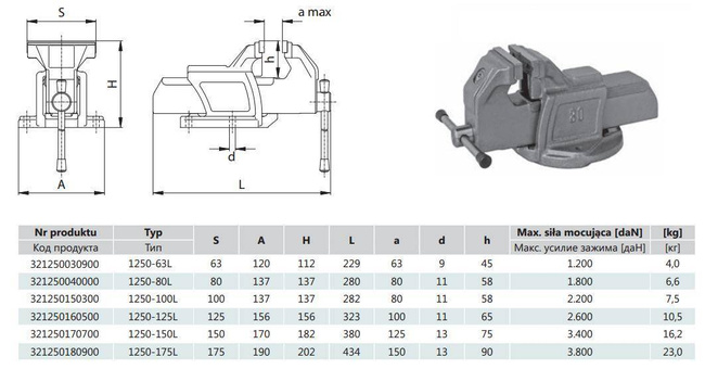 BISON-BIAL IMADŁO STAŁE 150mm TYP 1250-150