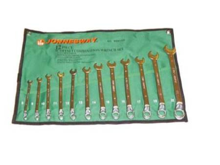 JONNESWAY KLUCZE PŁASKO-OCZKOWE GŁĘBOKO-ODSADZANE KOMPLET 12szt. 8-22mm