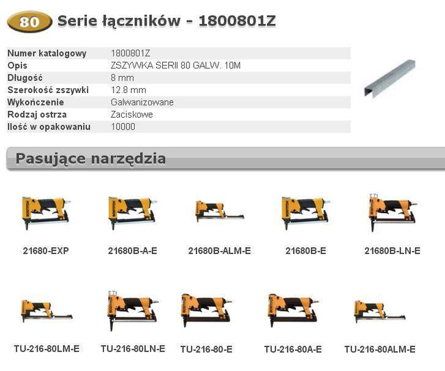 BOSTITCH ZSZYWKI 80  8mm  10 000 szt.