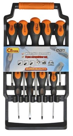 Zestaw 9 szt. wkrętaków płaskich i krzyżowych CORONA C5372