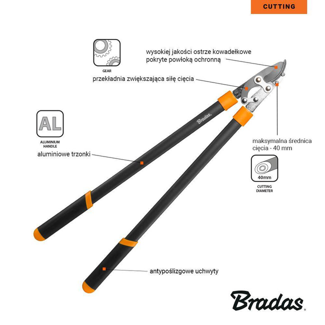 SEKATOR DO GAŁĘZI V-SERIES-P OSTRZE MIJAJĄCE 40mm ALUMINIOWY