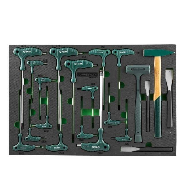 Zestaw kluczy trzpieniowych, młotków i przecinaków 21 szt. we wkładce EVA Jonnsway H10121SV