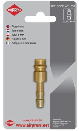 Wtyk pneumatyczny 6 mm Euro Airpress 4311536
