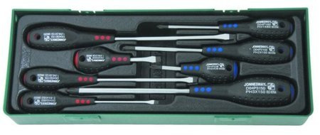 Zestaw wkrętaków płaski i krzyżakowych Ph 8 szt. we wkładce narzędziowej Jonnesway D04PP08SP