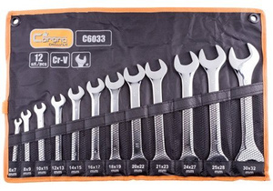 Klucze płaskie dwustronne polerowane w zestawie 6-32 mm 12 sztuki CORONA EXCLUSIVE C6033