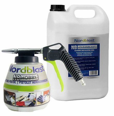 Pistolet do piaskowania 1,2L + soda 5 kg Nordblast
