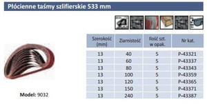 PASY BEZKOŃCOWE 13 x 533 gr. 40  5szt. do 9032