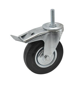 AWTOOLS KOŁO SKRĘTNE CZARNA GUMA HAMULEC TRZPIEŃ GWINTOWANY  100mm
