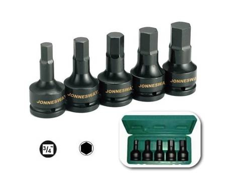 JONNESWAY KLUCZ IMBUSOWY UDAROWY 3/4" KOMPLET 5szt. S05A6105S