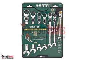 Zestaw 7 kluczy płasko - oczkowych XL z łamaną grzechotką z blokadą SATA 09043