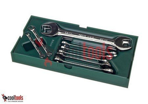 Zestaw kluczy płaskich i płasko - oczkowych z grzechotką metrycznych SATA 09904