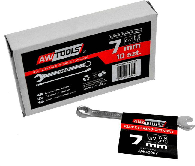 AWTOOLS KLUCZ PŁASKO-OCZKOWY CrV DIN3113 ROZMIAR: 7 (MM)