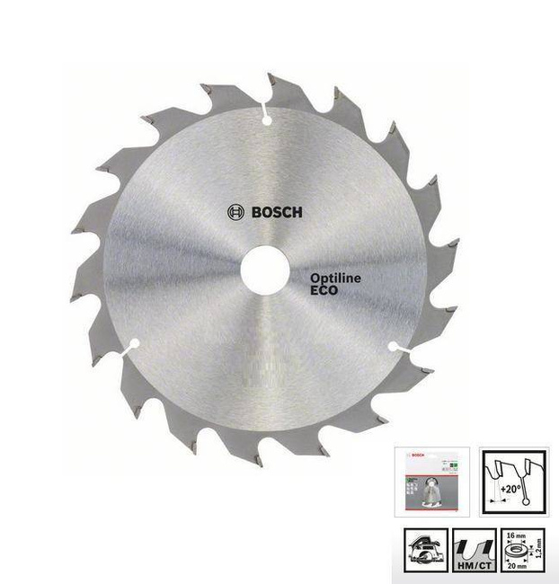 BOSCH PIŁA TARCZOWA OPTILINE ECO 160x20/16mm 18-ZĘBÓW