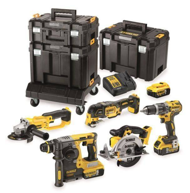 DEWALT ZESTAW COMBO 18V 6 ELEMENTOWY + 3 x 5,0Ah + 3x TSTAK DCK654P3T