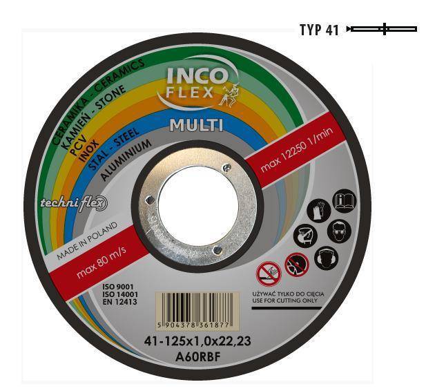 INCOFLEX  TARCZA UNIWERSALNA METAL / PCV / BETON 125 x 1,0mm MULTI