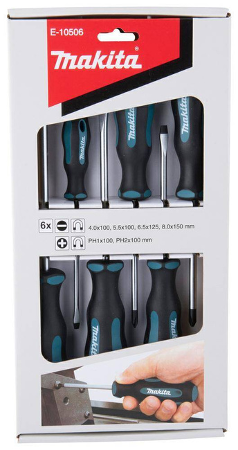 MAKITA ZESTAW WKRĘTAKÓW  6szt.  (SL4,0 x 100 / SL5,5 x 100 / SL6,5 x 100 / SL8 x 100 / PH1 x 100 / Ph2 x 100)