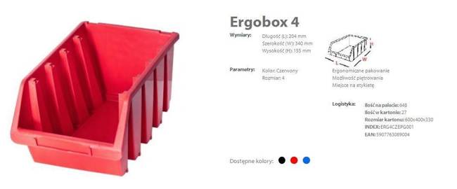 PATROL ERGOBOX 4 CZERWONY, 204 x 340 x 155mm