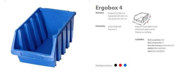PATROL ERGOBOX 4 NIEBIESKI, 204 x 340 x 155mm
