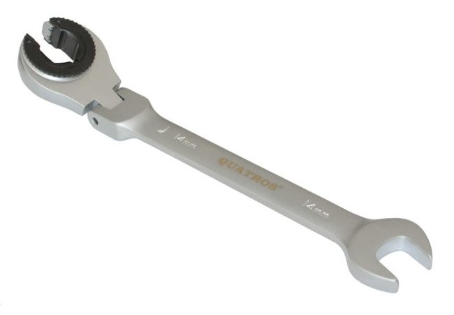 Quatros Klucz przegubowy, płasko-oczkowy otwarty z grzechotką 11mm QS50211